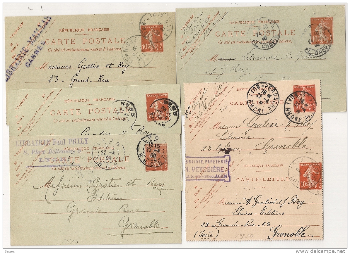 6 Entiers Au Type SEMEUSE 10C. - Lots Et Collections : Entiers Et PAP