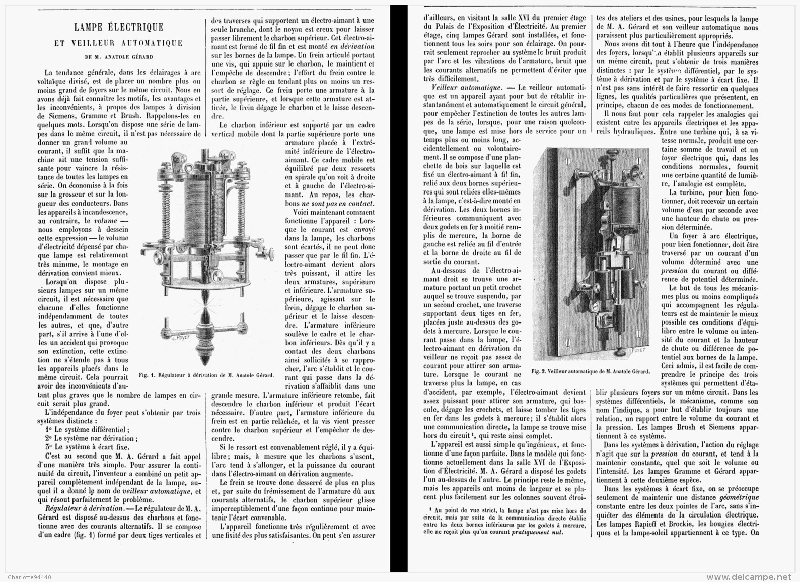 LAMPE ELECTRIQUE Et VEILLEUR AUTOMATIQUE De M. ANATOLE GERARD  1881 - Otros & Sin Clasificación