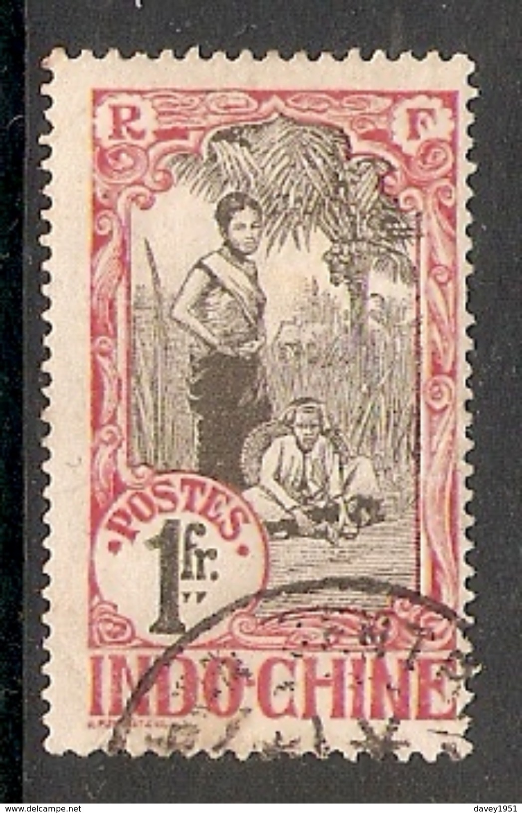 004699 Indo China 1907 1 Franc FU - Used Stamps