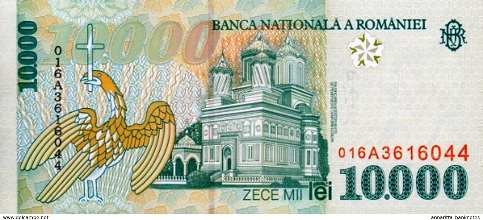 ROUMANIE 10000 LEI 1999 (2001) P-108a NEUF PRÉFIXE 01 [RO108a] - Romania