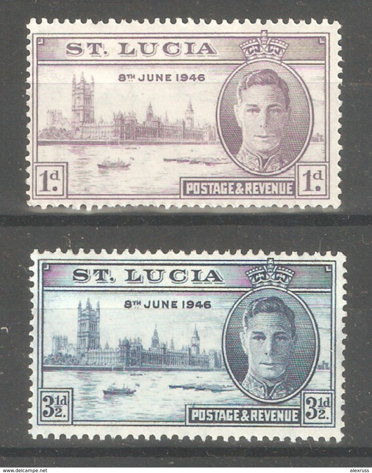 St.Lucia 1946,Peace Issue,Sc 127-128,Fine Mint Hinged* (SH-10) - Ste Lucie (...-1978)