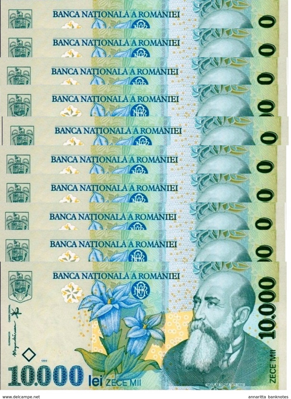 ROUMANIE 10000 LEI 1999 (2001) P-108a NEUF 10 PCS [RO108a] - Romania