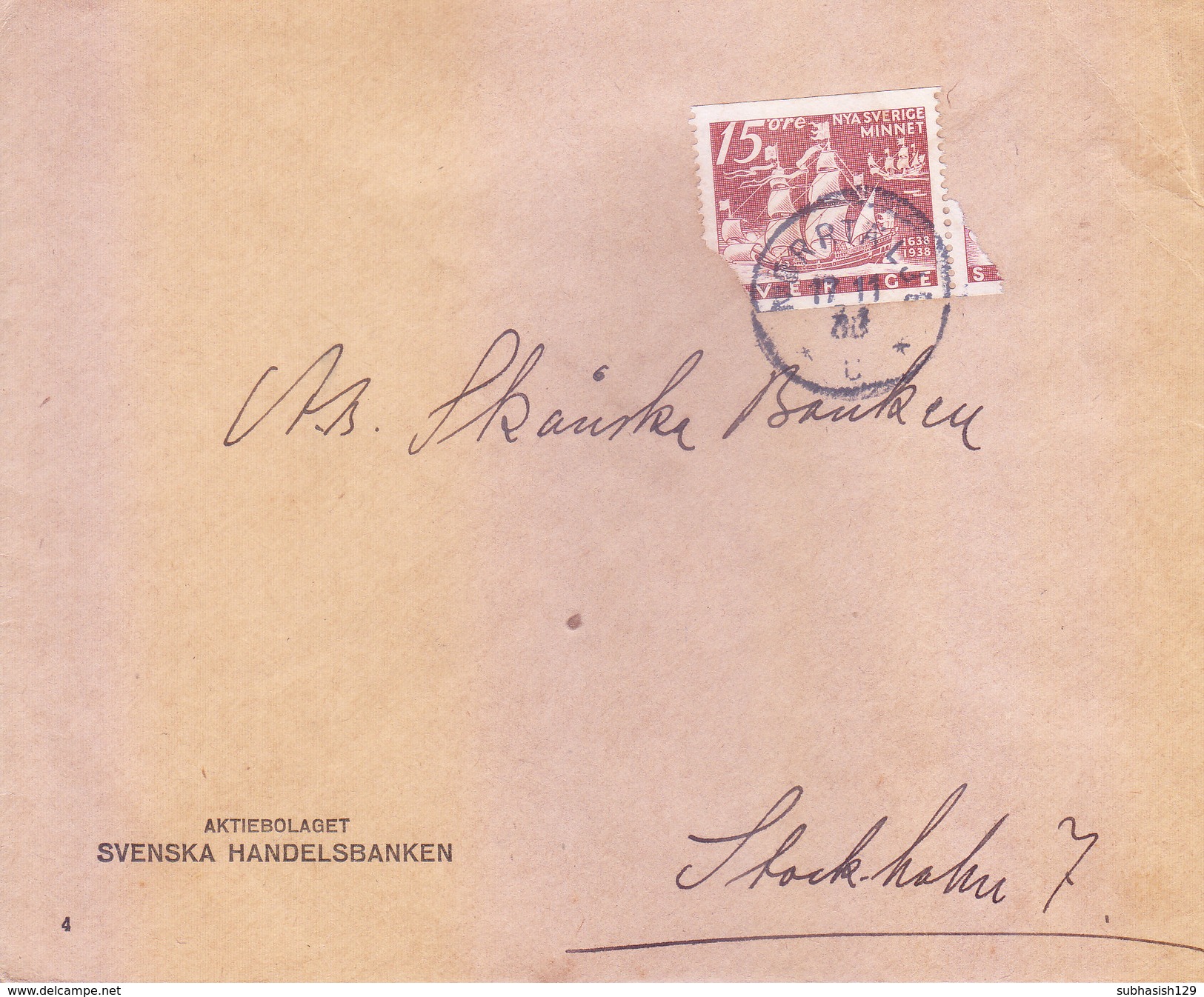 SWEDEN OLD COMMERCIAL COVER - POSTED FOR STOCKHOLM - Lettres & Documents