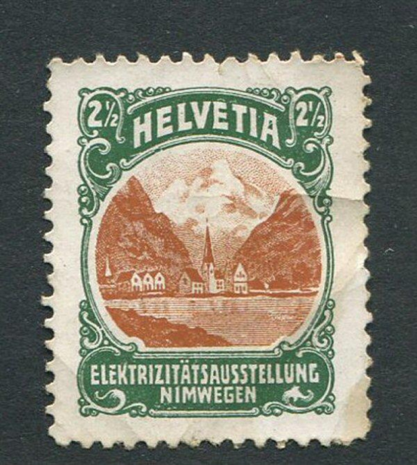 Helvetia Elektrizitatsausstellung Nimwegen Reklamemarke Poster Stamp Vignette No Gum 1 X 1 1/4" - Erinnophilie