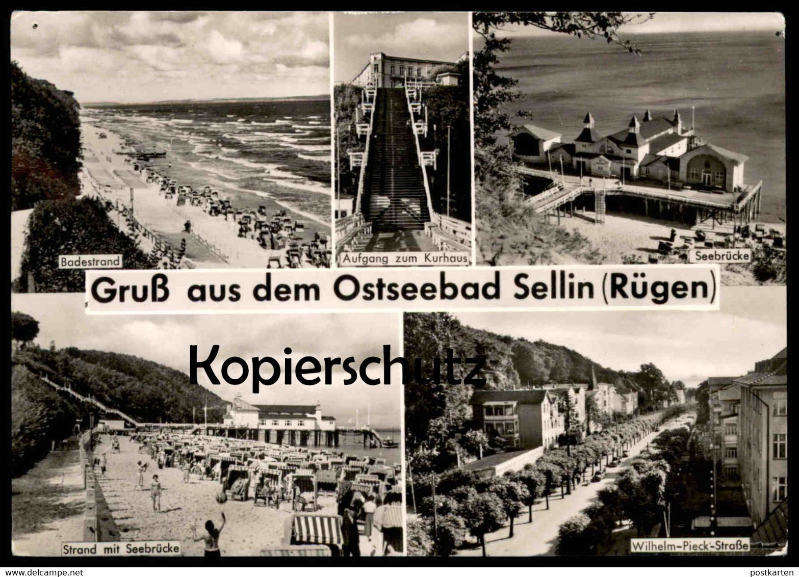 ÄLTERE POSTKARTE GRUSS AUS DEM OSTSEEBAD SELLIN RÜGEN AUFGANG KURHAUS WILHELM-PIECK-STRASSE Ak Ansichtskarte Postcard - Sellin