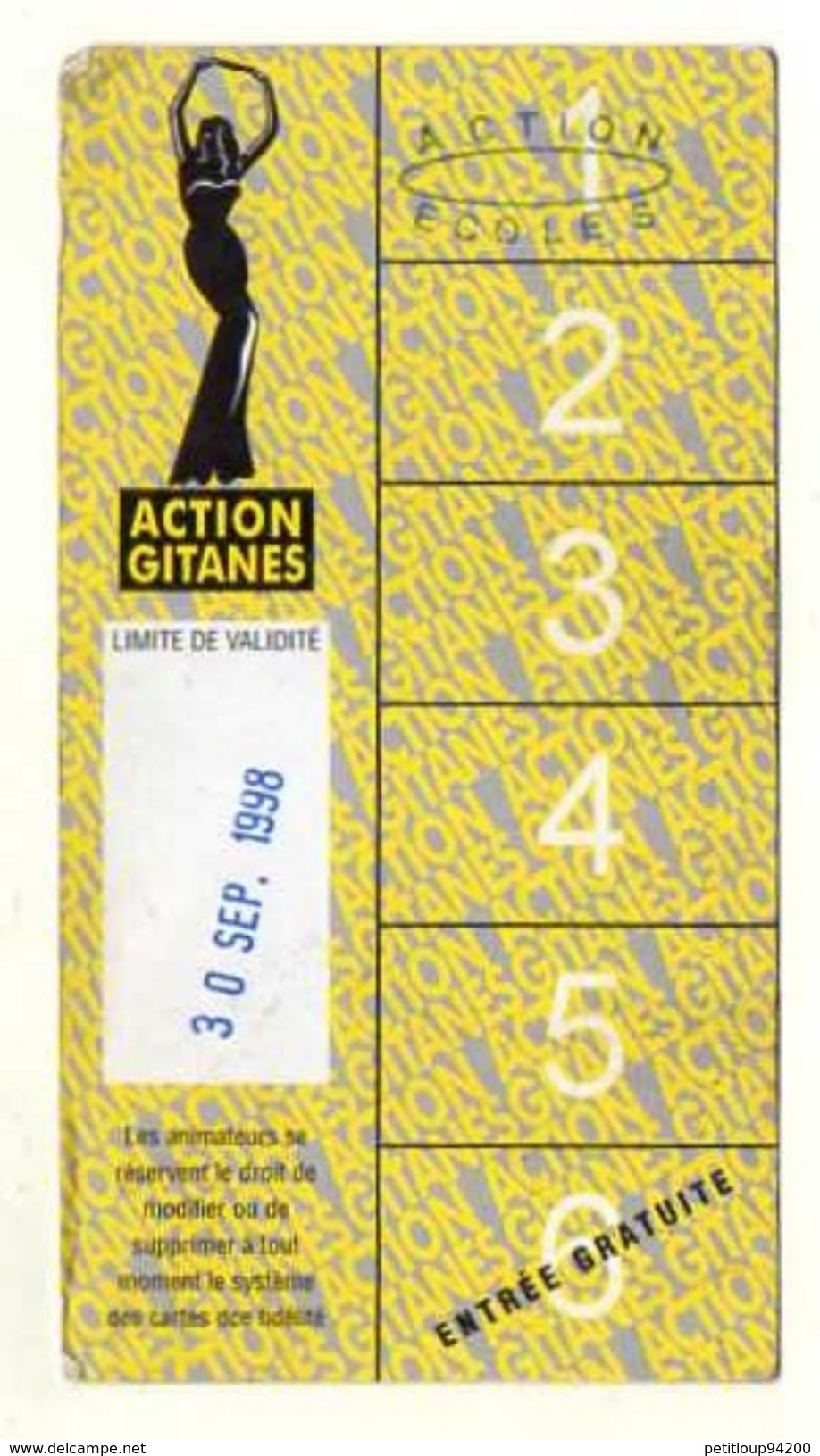 ACTION GITANES *Action Christine Odéon 1 & 2 *Grand Action 1 & 2 *Action Ecoles 1 & 2  CARTE DE FIDELITE - Cinécartes