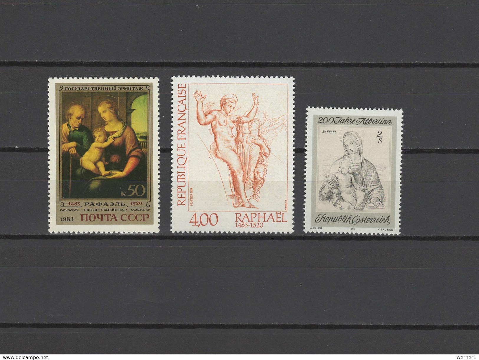 USSR Russia / France / Austria 1969/1983 Paintings Raphael 3 Stamps MNH - Altri & Non Classificati