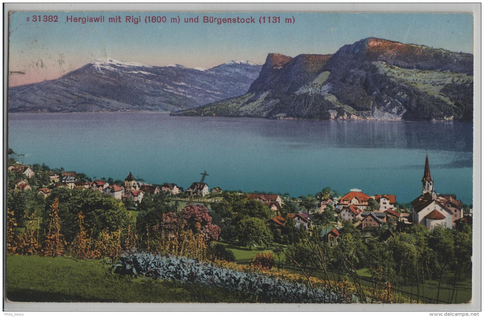 Hergiswil Mit Rigi (1800 M) Und Bürgenstock (1131 M) - Photoglob - Hergiswil