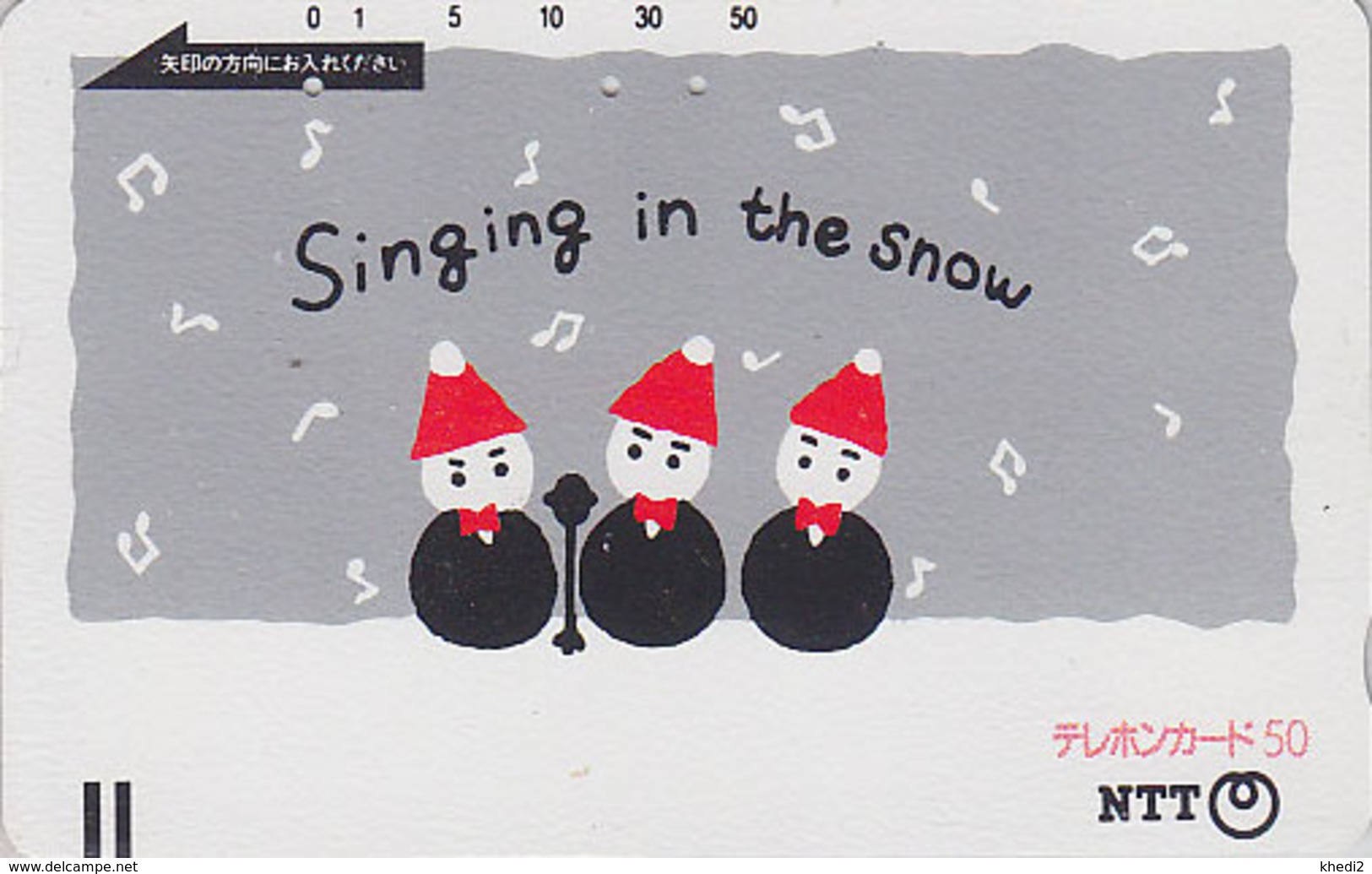 Télécarte Ancienne Japon / NTT 330-059 - BONHOMME DE NEIGE / Peinture - SNOWMAN Singing - Japan Front Bar Phonecard - Japan