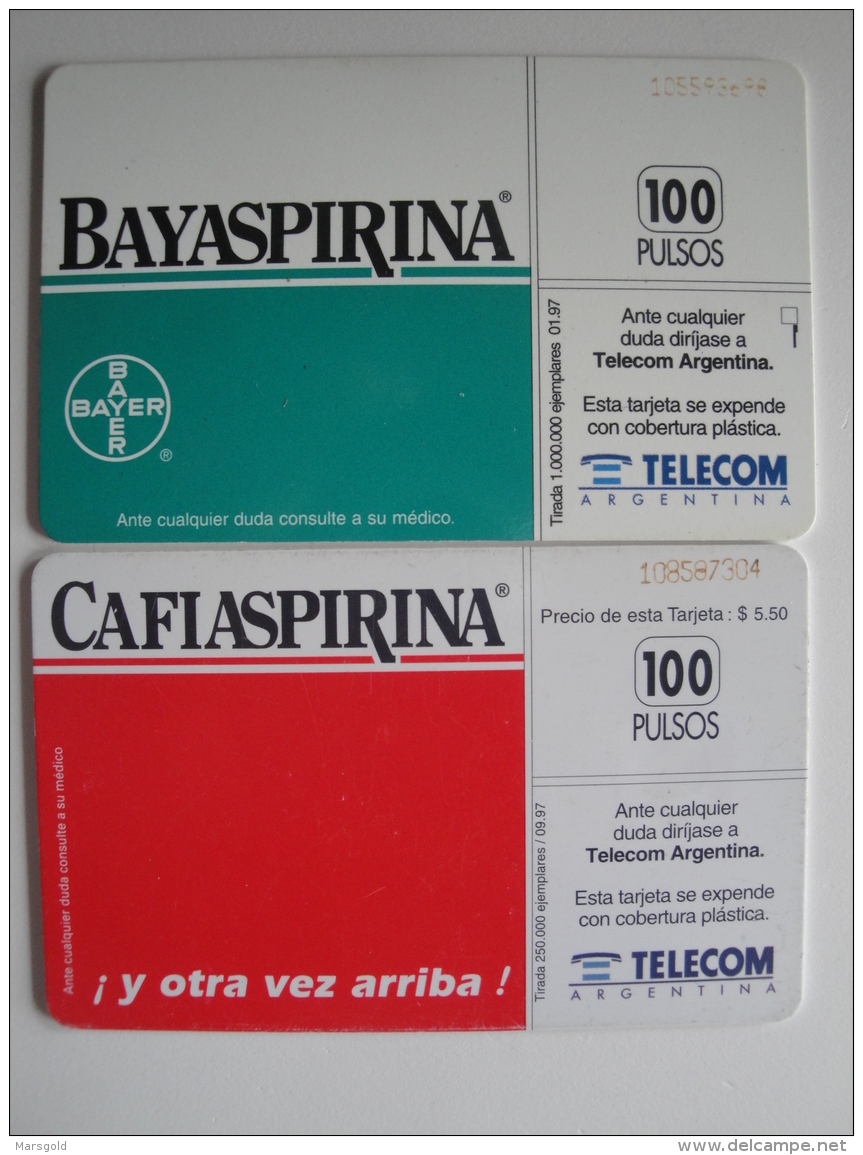 2 Chip Phonecards From Argentina - Aspirina - Bayer - Argentina