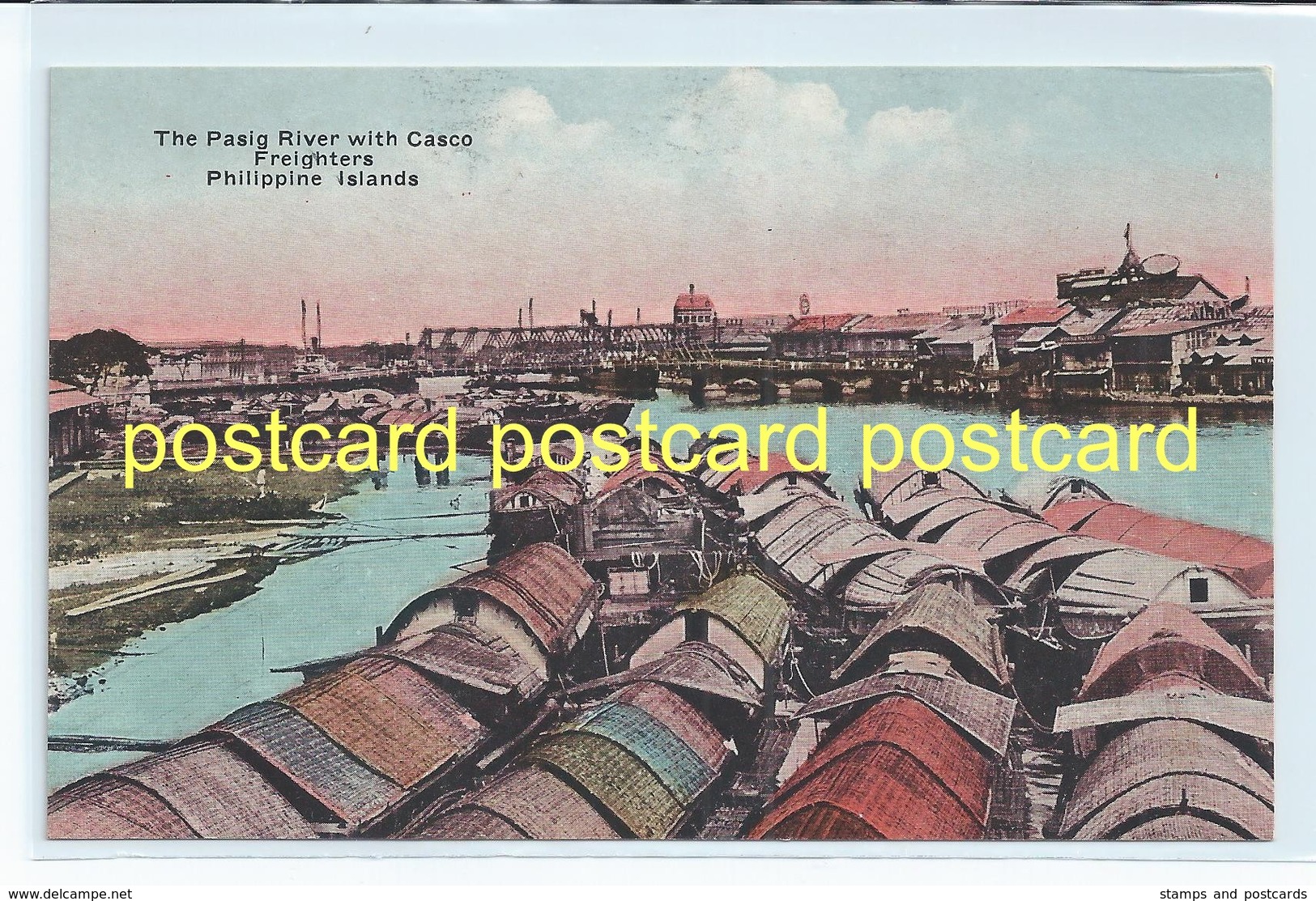 THE PASIG RIVER WITH CASCO FREIGHTERS, Philippines. OLD POSTCARD  C.1910 #636. - Philippines