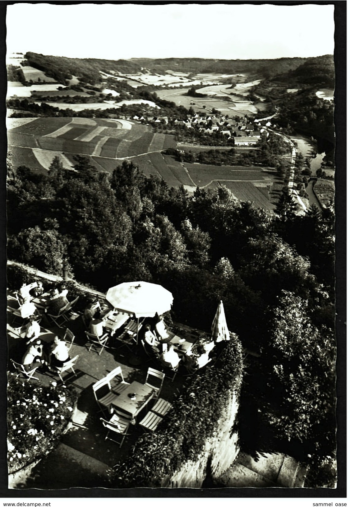 Langenburg Im Hohenloher Land  -  Schloßkaffee  -  Blick Ins Bächlinger Tal  -  Ansichtskarte Ca.1960    (7247) - Schwaebisch Hall