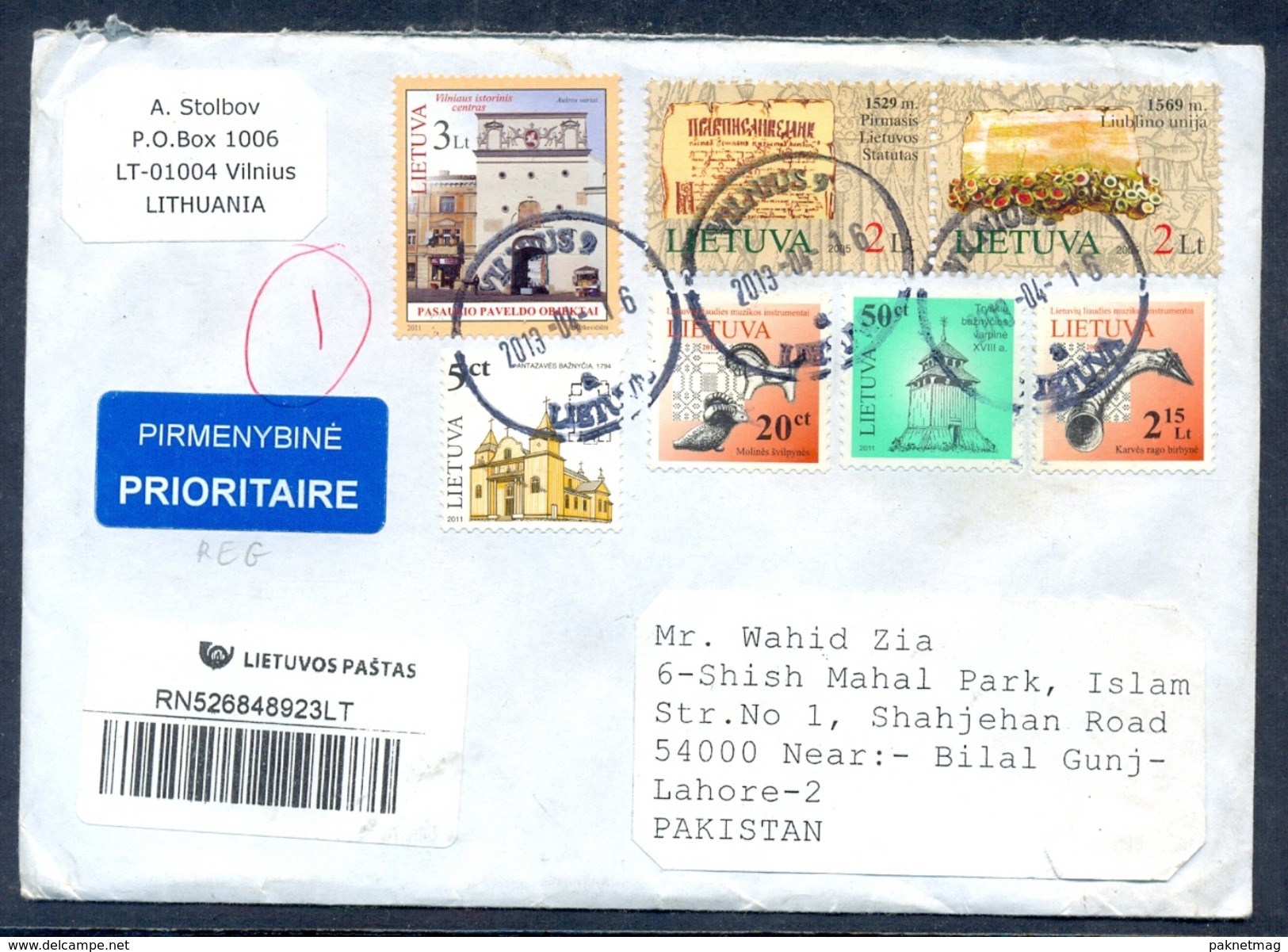 D102-  Postal Used Cover. Posted From Lithuania To Pakistan. Lietuva. - Lithuania