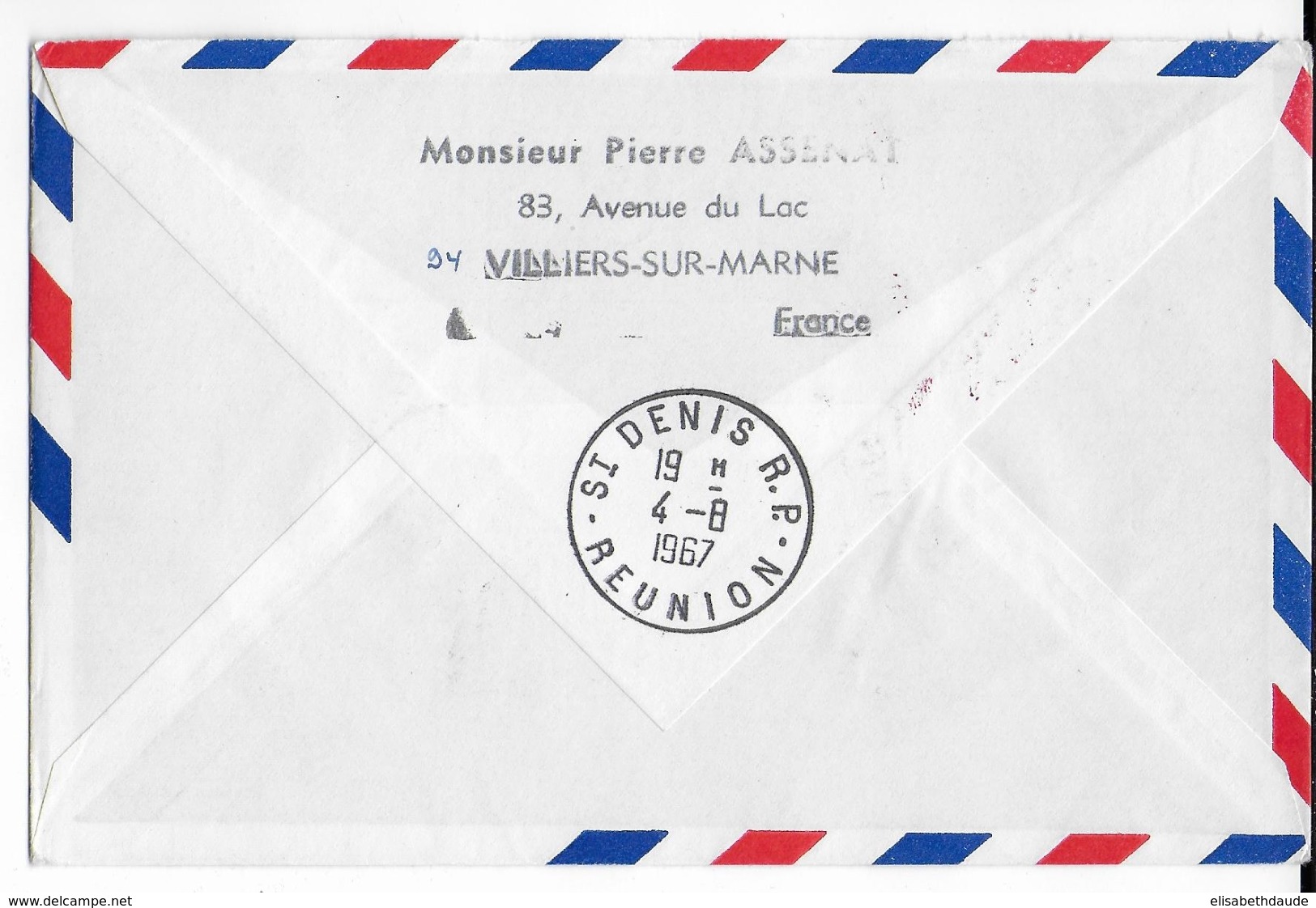 REUNION - 1967 - 1° VOL Par BOEING 707 - LIGNE PARIS => SAINT DENIS - Storia Postale