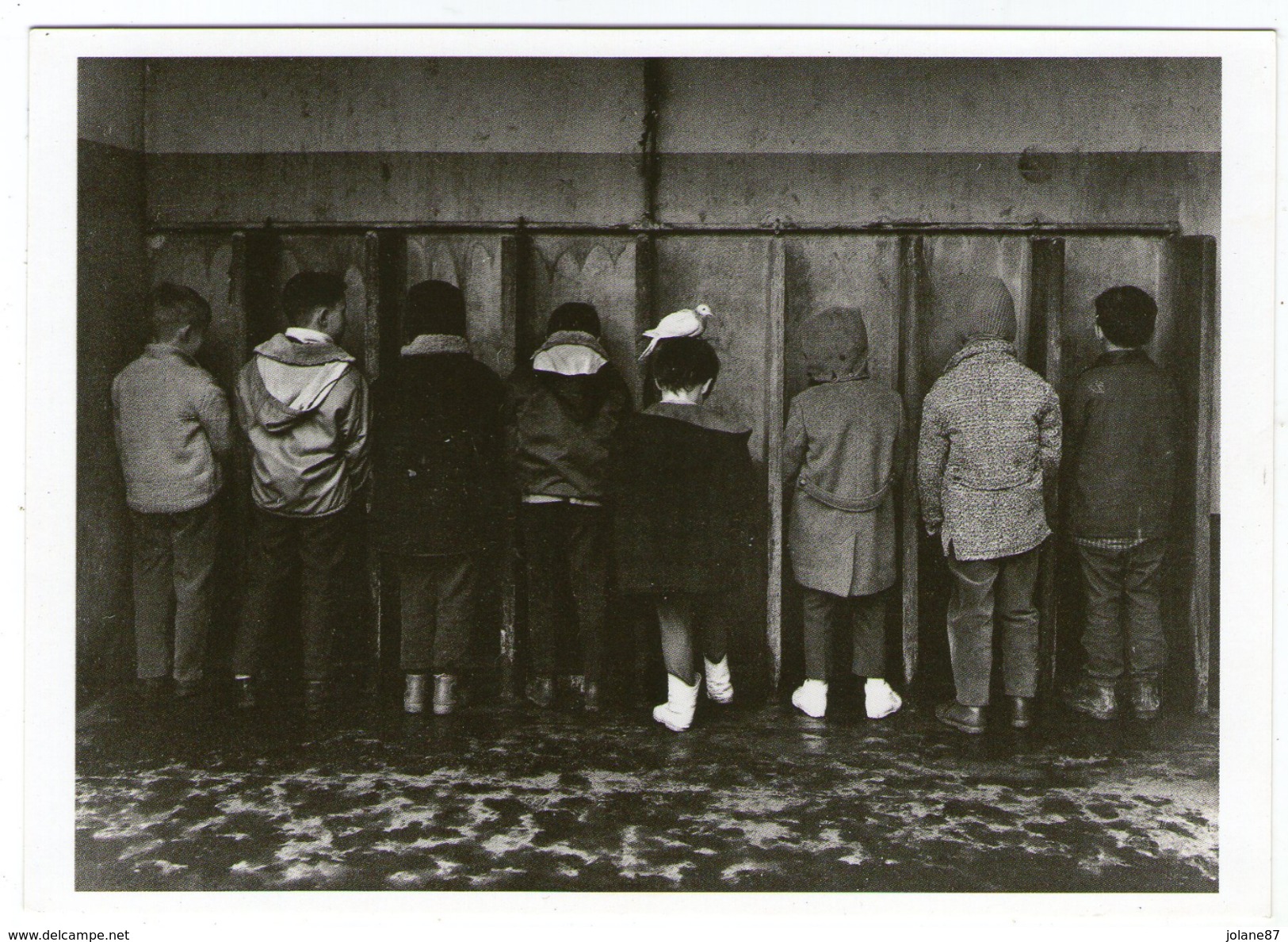 CPM      ROBERT DOISNEAU         PIPI PIGEON      RANGEE D ENFANTS GARCONS    AUX VESPASIENNES  URINOIRS - Doisneau