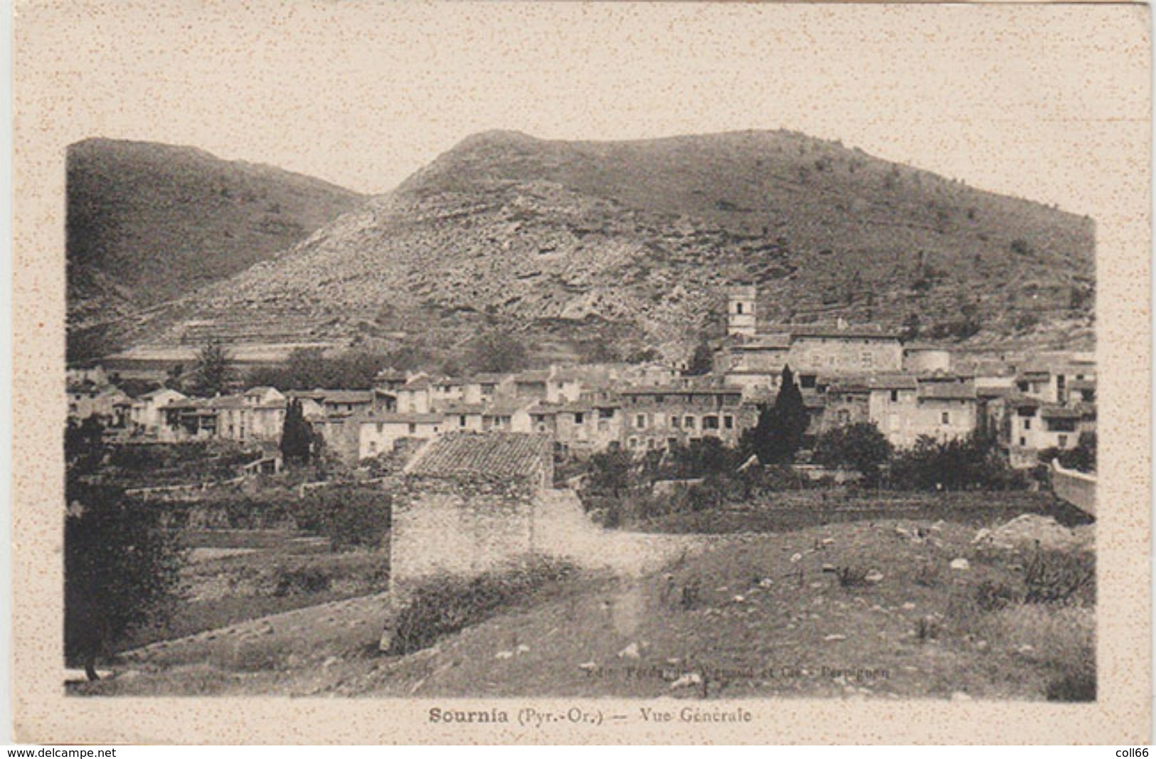 66 Sournia Vue Générale Cpa Noir Et Blanc Rare éditeur Berdagué, Vignaud & Cie Perpignan - Sournia