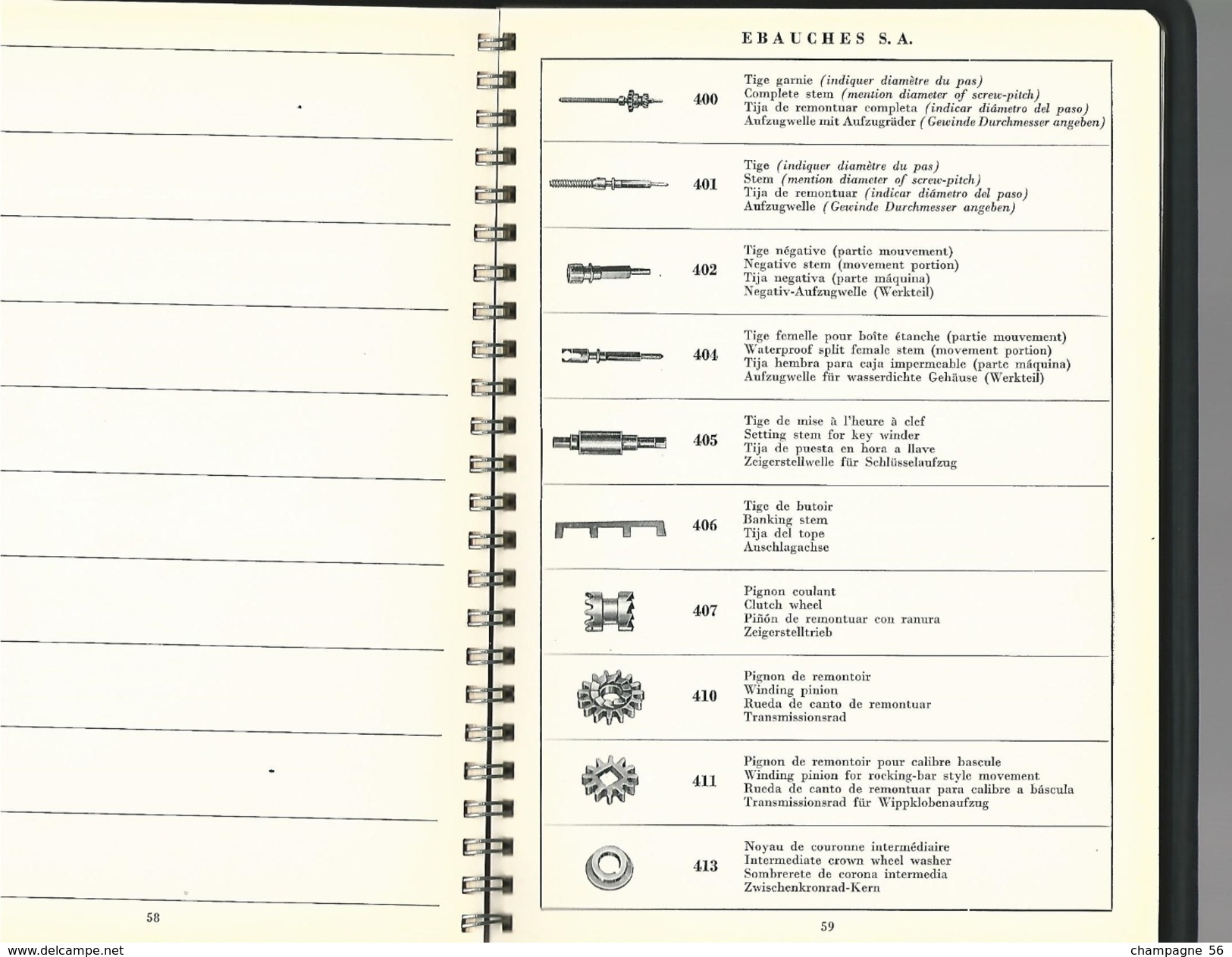 1948  OFFICIAL DICTIONARY  SWITZERLAND TECHNOLOGICAL DESSIN PIECES ÉBAUCHES S.A.MONTRES REFERENCES 168 PAGES