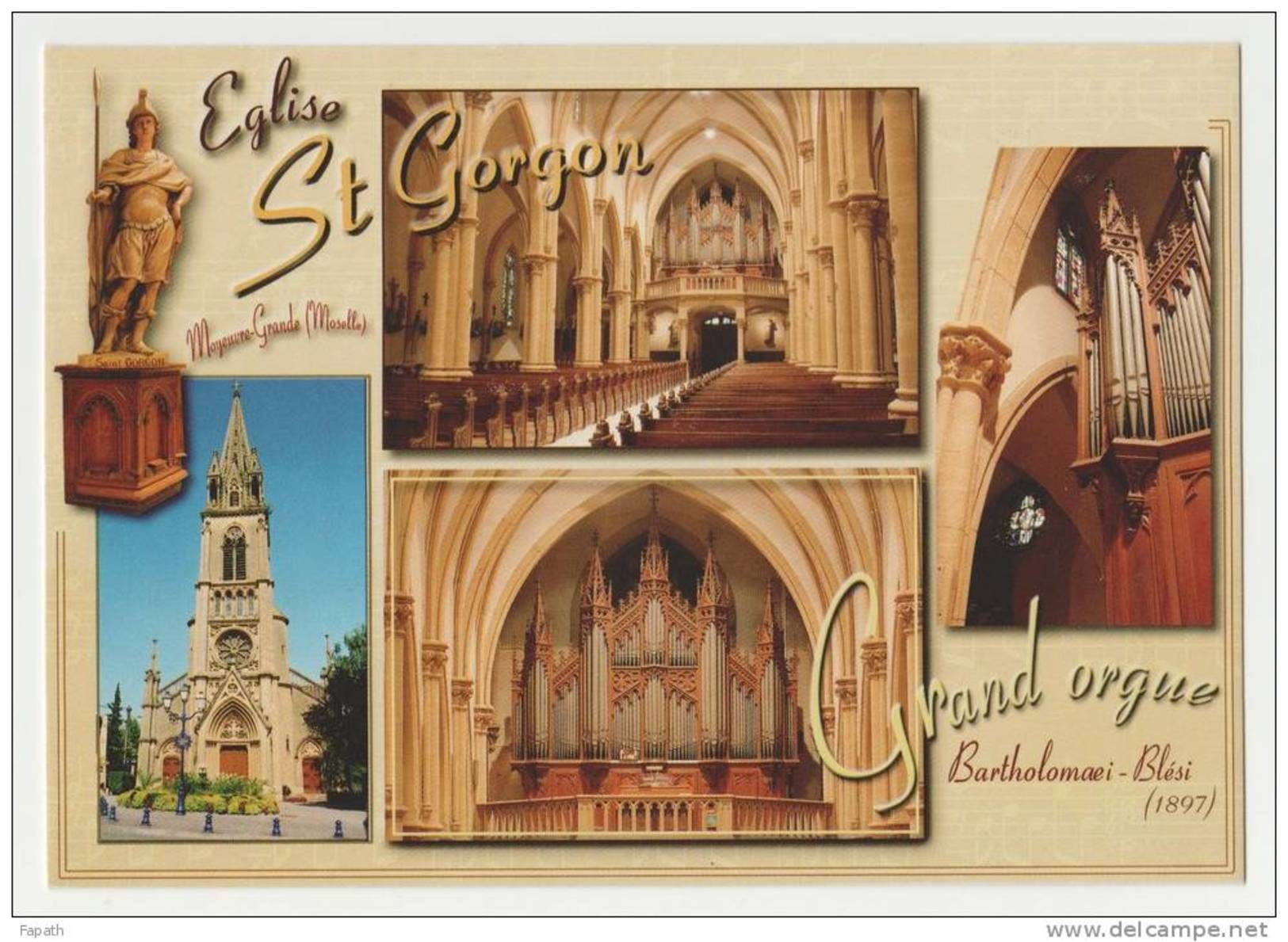 57-MOYEUVRE-GRANDE-MOSELLE- Eglise Saint Gorgon- Grand Orgue BARTHOLOMAEI -BLÉSI (1897) - Multivues- Nc- 10.5 X 15 - - Autres & Non Classés