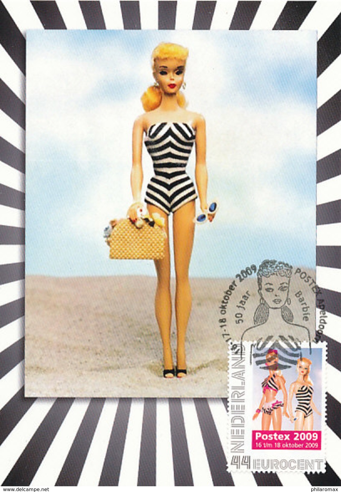 D30297 CARTE MAXIMUM CARD RR TRIPLE 2009 NETHERLANDS - POSTEX BARBIE 50 YEARS CP ORIGINAL - Dolls