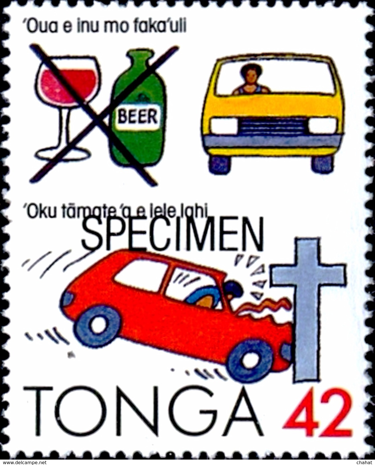 ROAD SAFETY-DON'T DRINK AND DRIVE-2 DIFF-SPECIMEN-TONGA-MNH-H1-310 - Other (Earth)