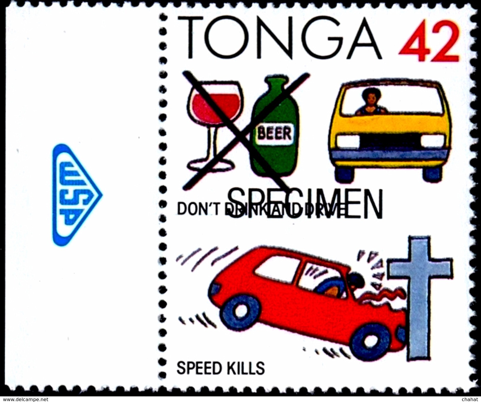 ROAD SAFETY-DON'T DRINK AND DRIVE-2 DIFF-SPECIMEN-TONGA-MNH-H1-310 - Other (Earth)