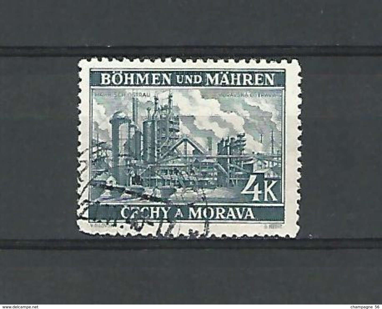 BOHÊME MORAVIE 1939 / 1940 N° 34 BÖHMEN  FORGES DE MORAVSKA OSTRAVA   4 K  OBLITÉRÉ - Used Stamps