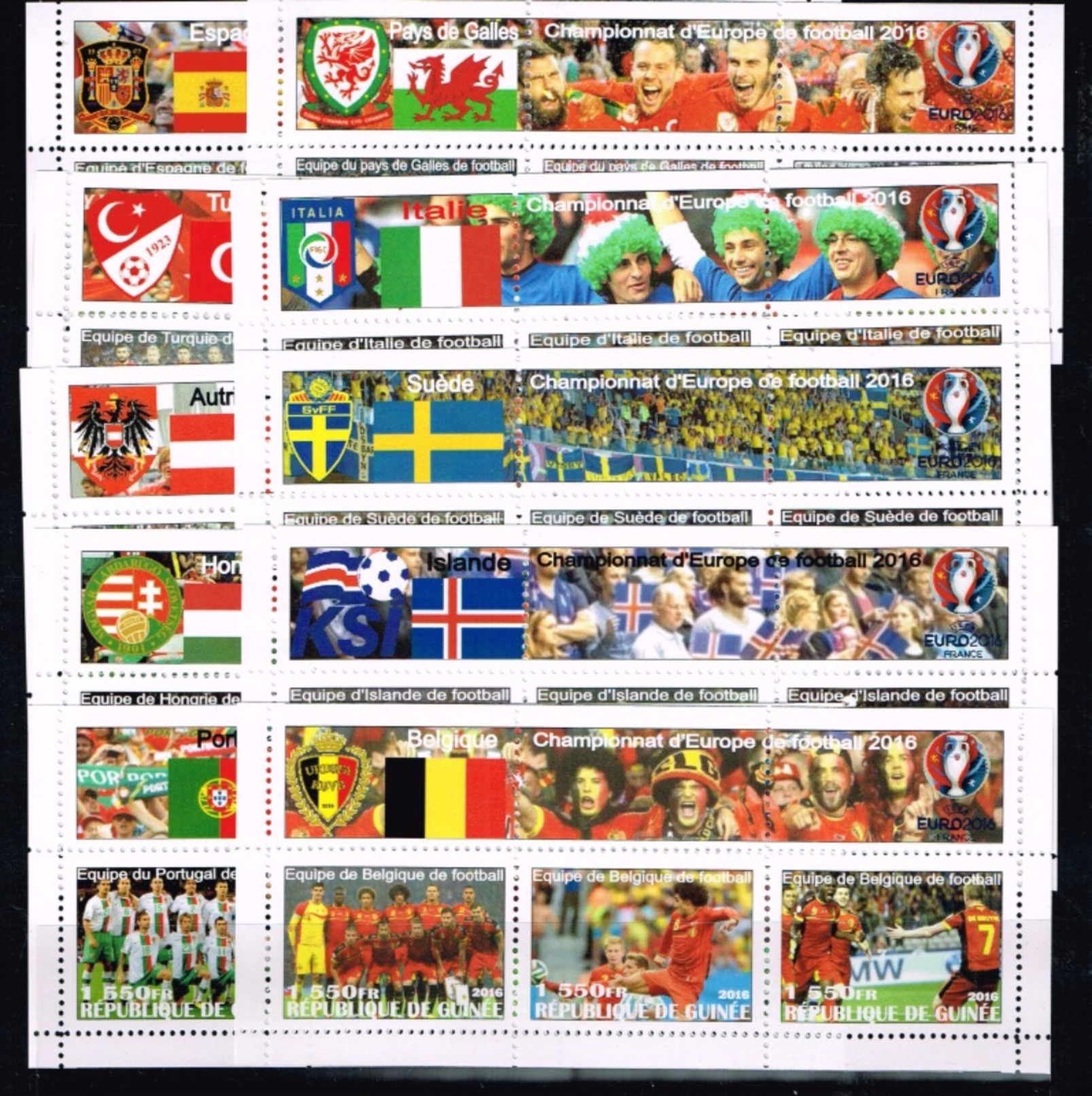 Guinea.2016 UEFA Cup.Soccer.Football.Fussball.24 KLB.2 Scans.MNH** - UEFA European Championship