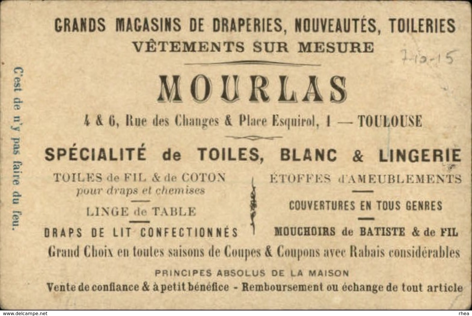 CHROMOS - Pub Pour Grands Magasins MOURLAS à TOULOUSE - Ramoneur - Autres & Non Classés