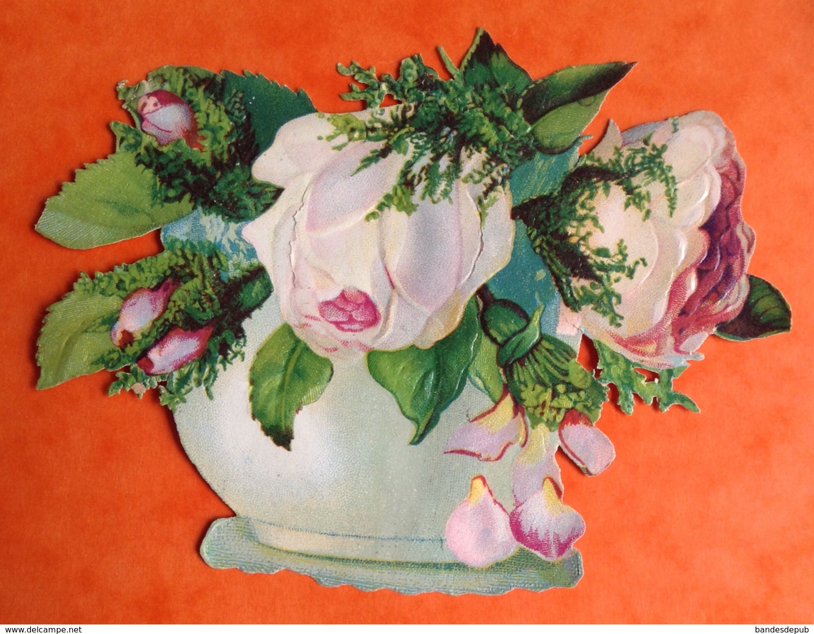 Vente Immmédiate Beau Vase Roses Découpis 1890 12 Cm X  9,5cm - Fleurs