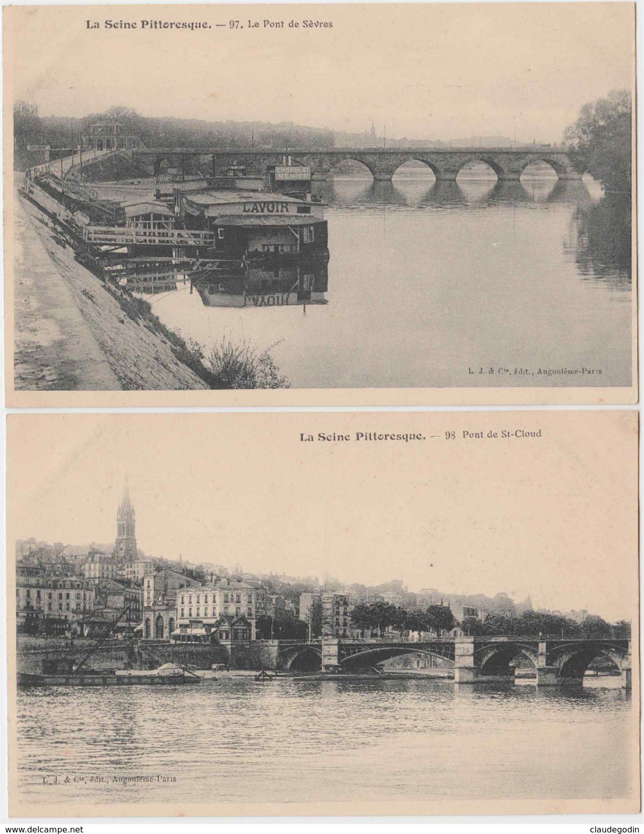 La Seine Pittoresque. 4 CPA. Le Pont De Sèvres. Le Pont De Saint Cloud. Vues Générales De Saint Cloud - Autres & Non Classés