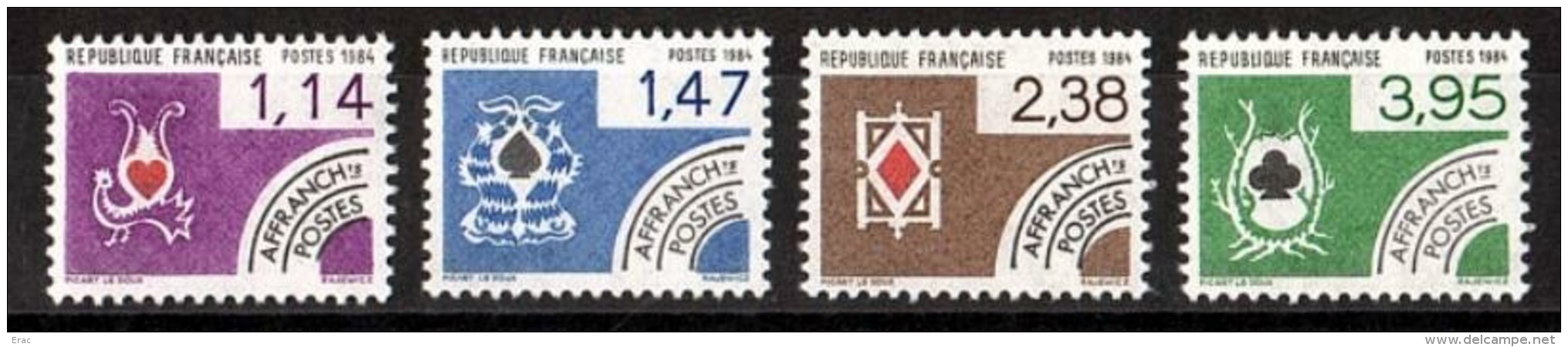 1984 - Préoblitérés N° 182 à 185 - Neufs ** - Cartes à Jouer - 1964-1988