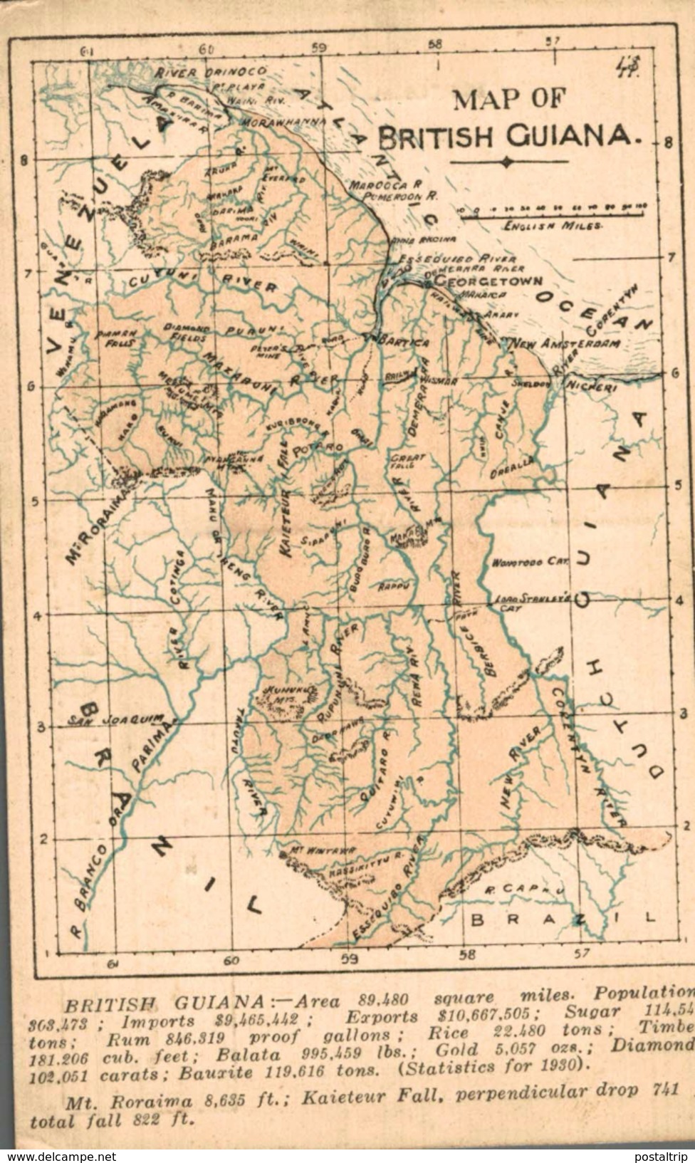 VERY RARE     MAP OF BRITISH GUIANA    BRITISH GUIANA GUYANE BRITANNIQUE  GUAYANA - Otros & Sin Clasificación