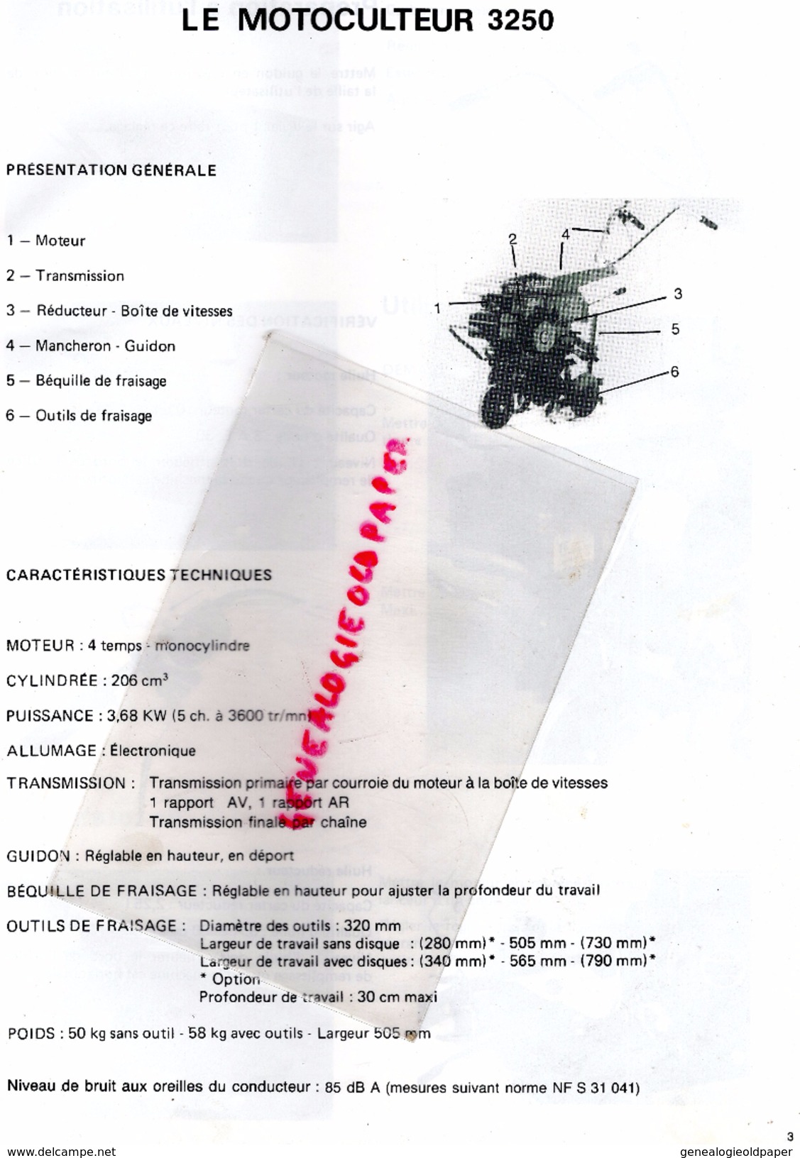 CATALOGUE MOTOCULTEUR - MOTOCULTURE  STAUB 3250- MANUEL UTILISATION- COURBEVOIE- 1989-  MATERIELS AGRICOLES - Historical Documents