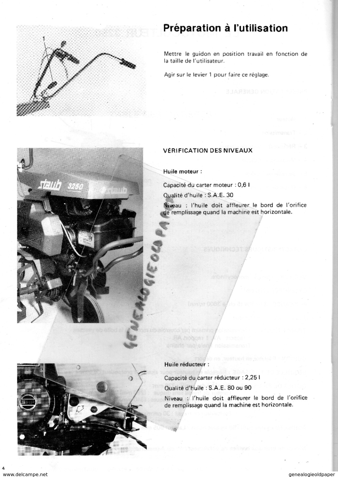 CATALOGUE MOTOCULTEUR - MOTOCULTURE  STAUB 3250- MANUEL UTILISATION- COURBEVOIE- 1989-  MATERIELS AGRICOLES - Historical Documents