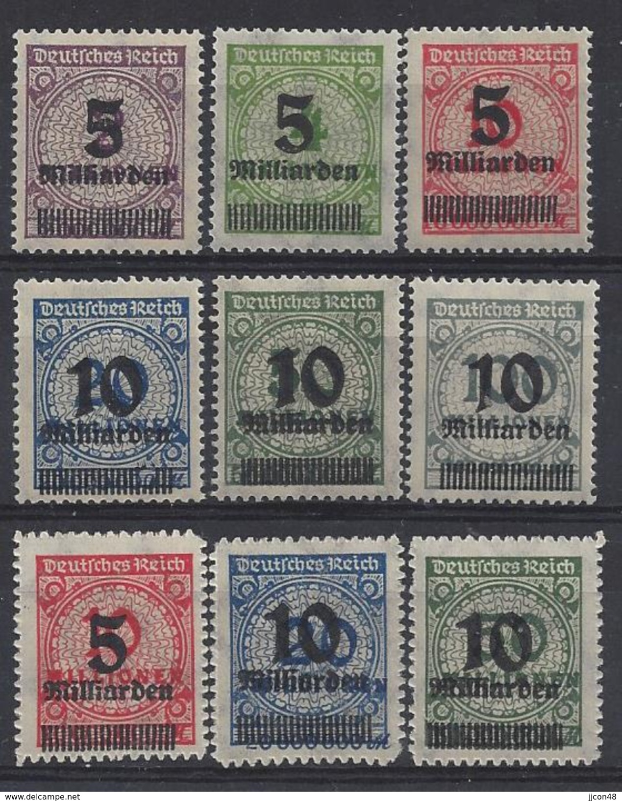 Germany 1923 Nov (**) MNH Mi.332-337 A+B (nicht Gepruft) - Unused Stamps