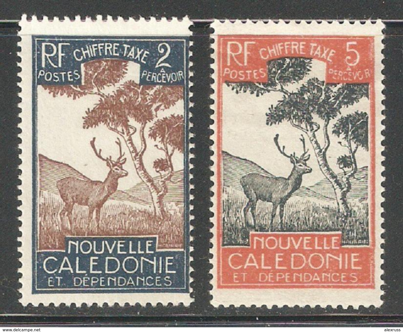 New Caledonia 1928,Postage Due,2c & 5c,Sc J19,J21,Mint Hinged*OG (SH-10) - Postage Due