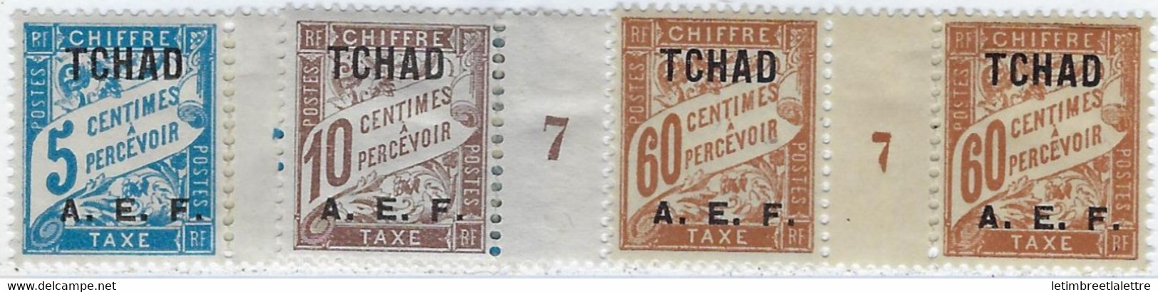 ⭐ Tchad - Taxe - N° 1 / 2 / 8 - Millésime 7 ( Renforcé Avec Charnière ) - 1928 ⭐ - Unused Stamps