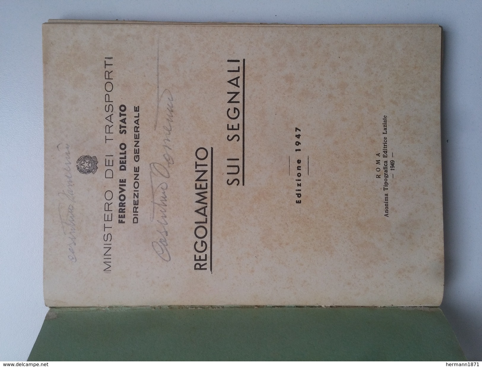 Regolamento Su I Segnali - Ministero Trasporti - Ferrovie Stato - FS - Altri & Non Classificati