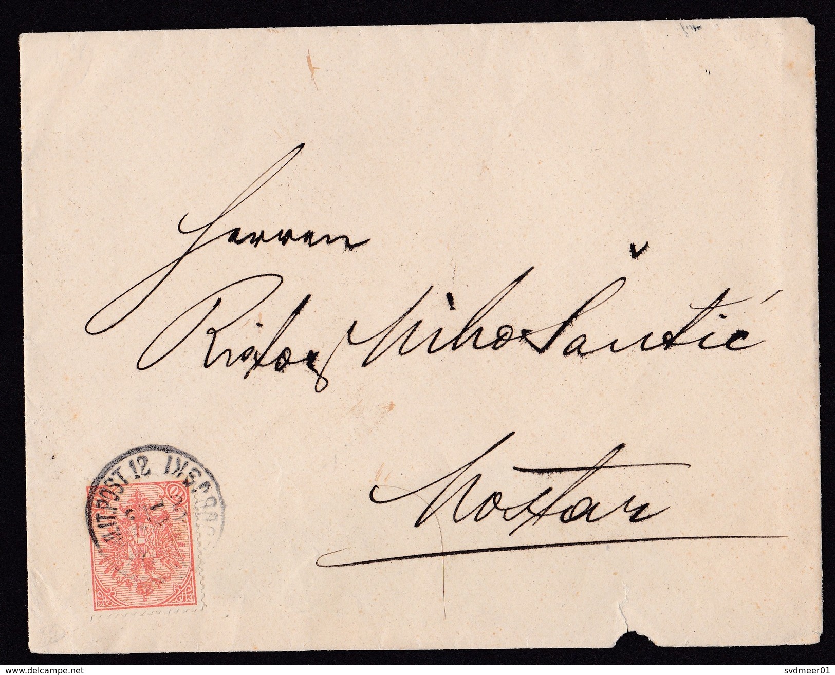 Austria - Bosnia: Cover To Mostar, 1900?, 1 Stamp, Military Fieldpost? (minor Damage, See Scan) - Storia Postale