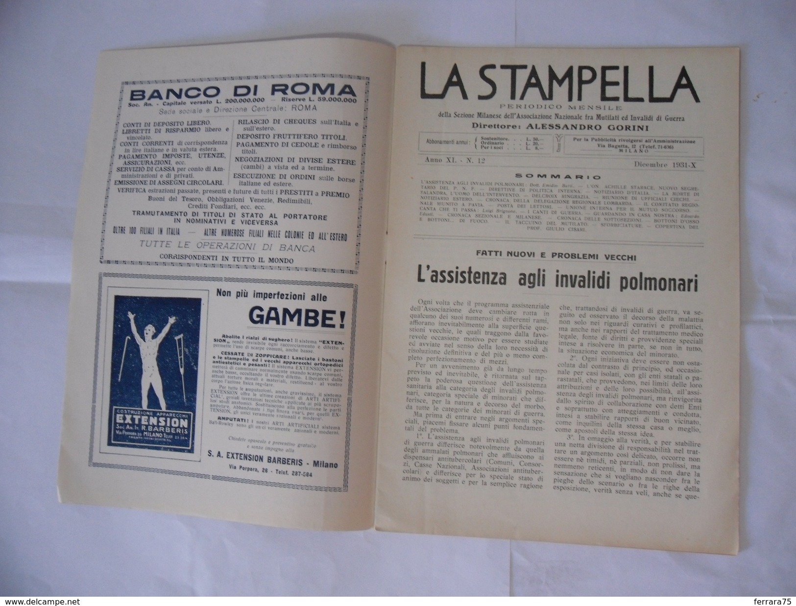 WW2 RIVISTA LA STAMPELLA SANTO NATALE 1931 MUTILATI ED INVALIDI DI GUERRA. - Italian