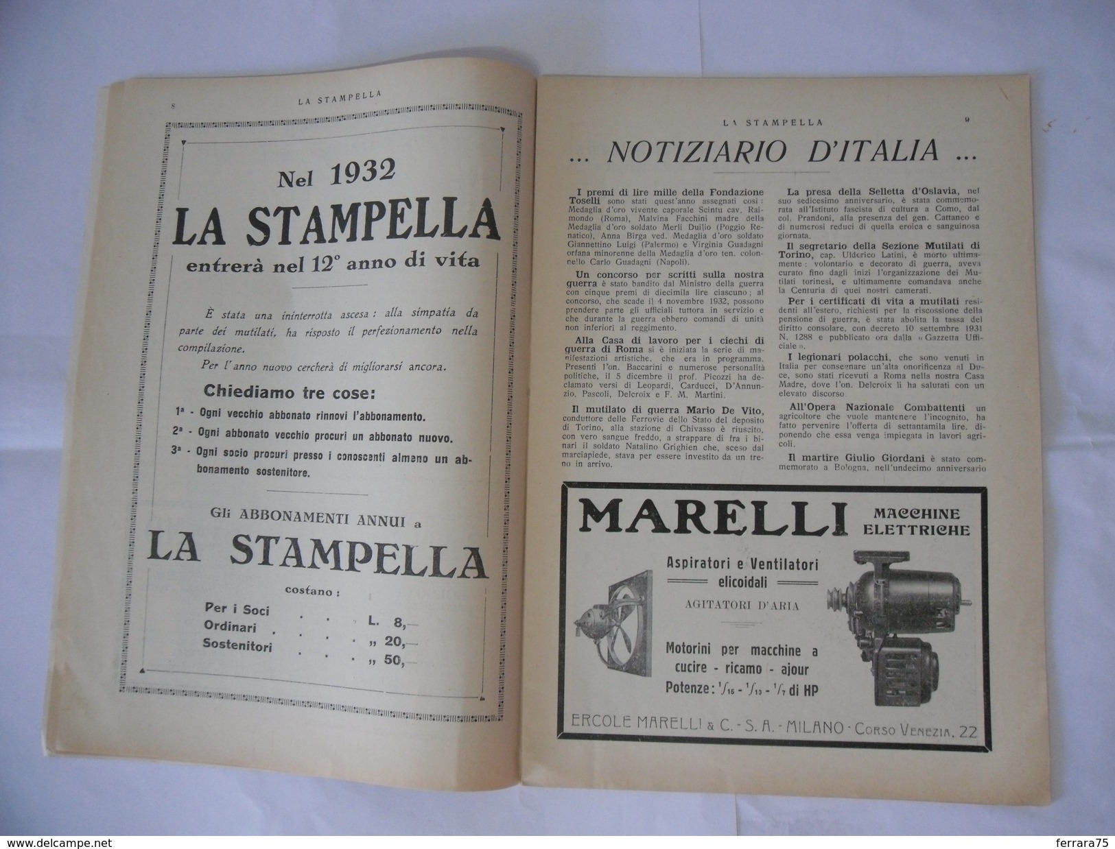 WW2 RIVISTA LA STAMPELLA SANTO NATALE 1931 MUTILATI ED INVALIDI DI GUERRA. - Italienisch