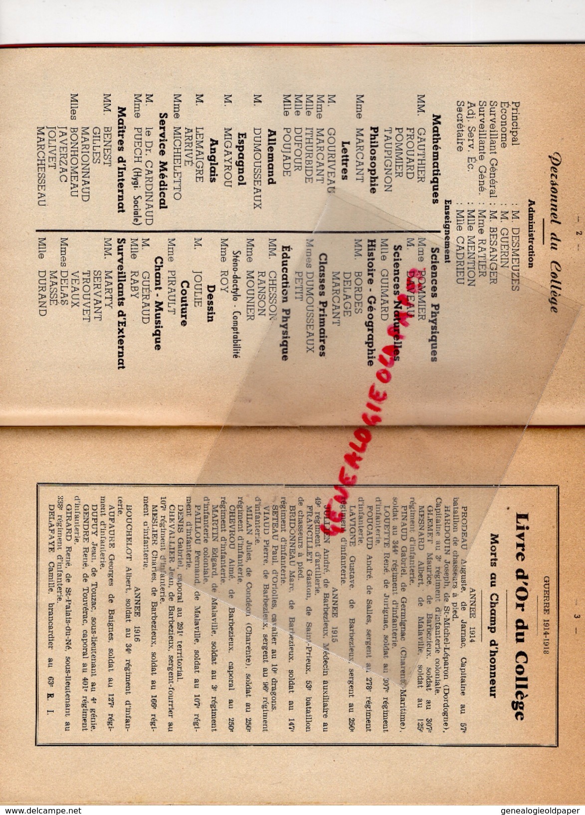 16 - BARBEZIEUX- DISTRIBUTION DE PRIX 28 JUIN 1959- DOCTEUR BERTHON- COLLEGE CLASSIQUE MODERNE- M. ARRIVE-  ECOLE LYCEE - Historical Documents