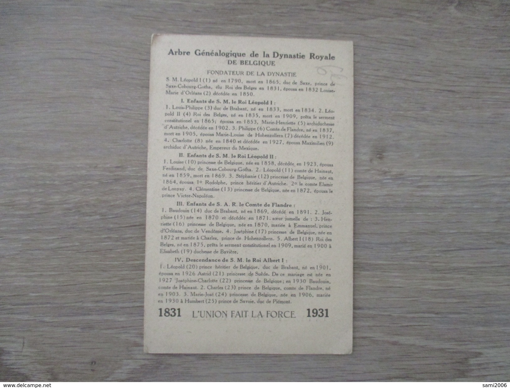 CPA BELGIQUE LA DYNASTIE ROYALE DE 1831 A 1931 - Sonstige & Ohne Zuordnung