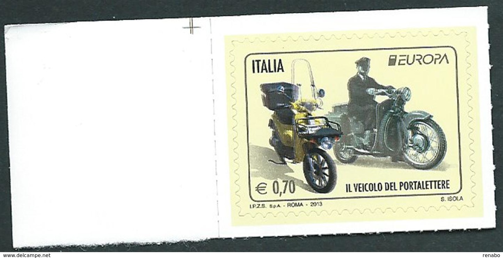 Italia, Italy 2013; Moto Guzzi "Galletto" E Motociclo Piaggio. Francobollo D' Angolo, Nuovo. - Motos