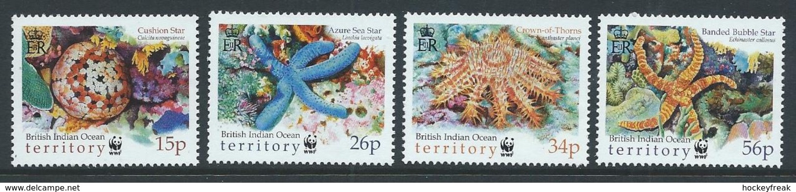 British Indian Ocean Territory 2001 - Endangered Species - Seastars SG253-256 MNH Cat £7.90 - Britisches Territorium Im Indischen Ozean