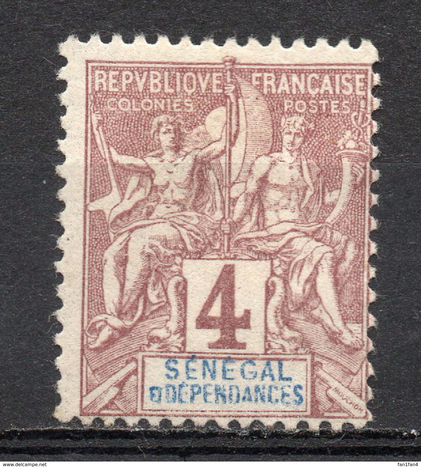 Colonies Françaises & Protectorats - (SENEGAL) - 1892-93 - N° 10 - 4 C. Lilas-brun Sur Gris - Nuevos