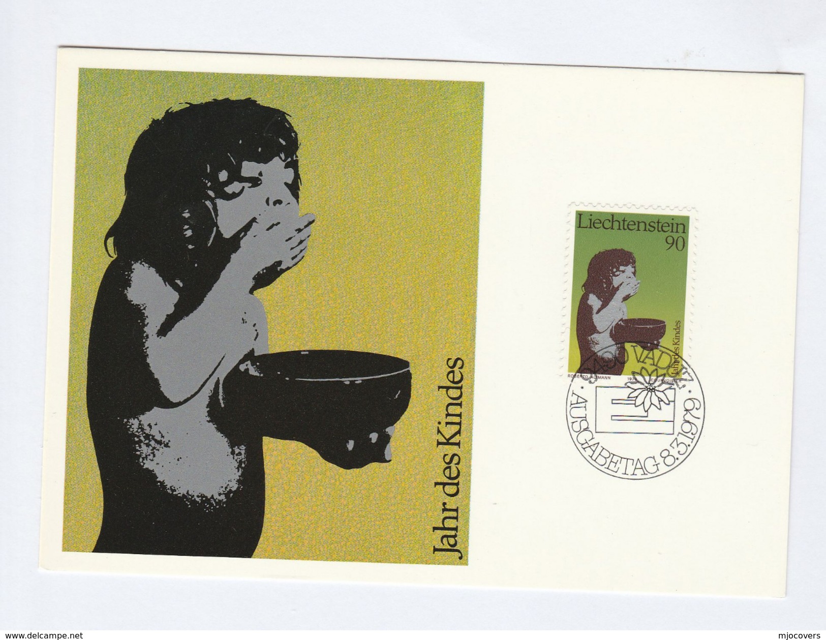 1979 LIECHTENSTEIN FDC Maximum Card  IYC CHILD HUNGER Stamps Cover  Un United Nations - Maximum Cards