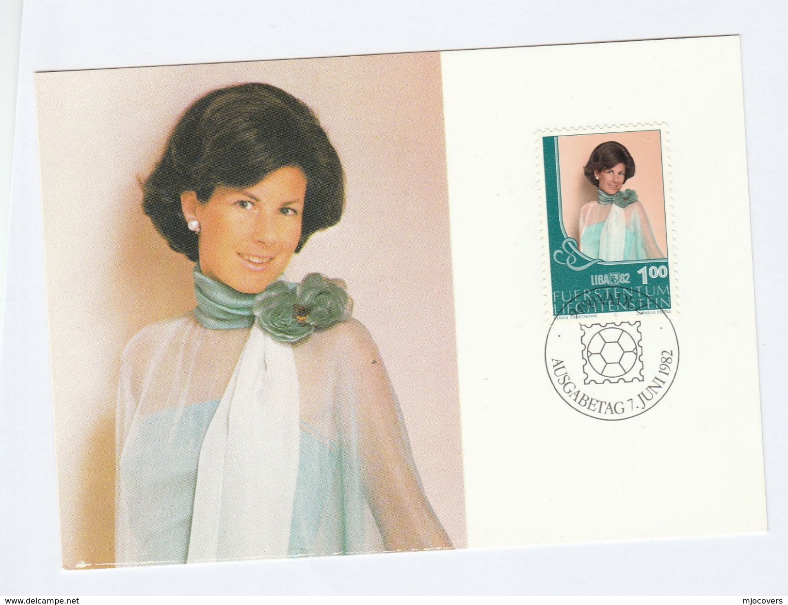 1982 LIECHTENSTEIN FDC Maximum Card LIBA PRINCESS MARIE  Stamps Cover  Royalty - Maximum Cards