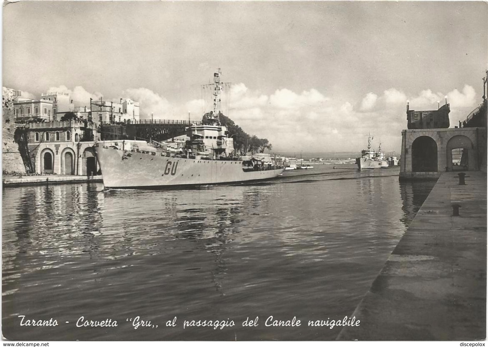 Y3752 Taranto - Corvetta Gru Al Passaggio Del Canale Navigabile - Navi Ships Bateaux / Viaggiata - Guerra