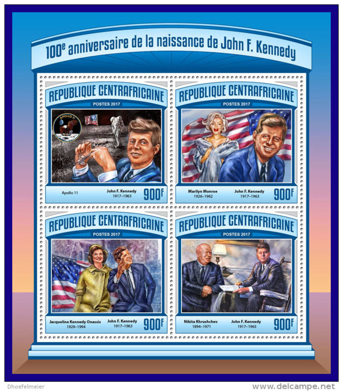 CENTRAL AFRICA 2017 ** Space Raumfahrt Apollo 11 John F. Kennedy M/S - OFFICIAL ISSUE - DH1714 - Africa